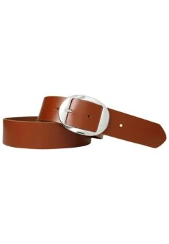 Basic, Ovale Glänzende Schnalle - Riem - Cognac