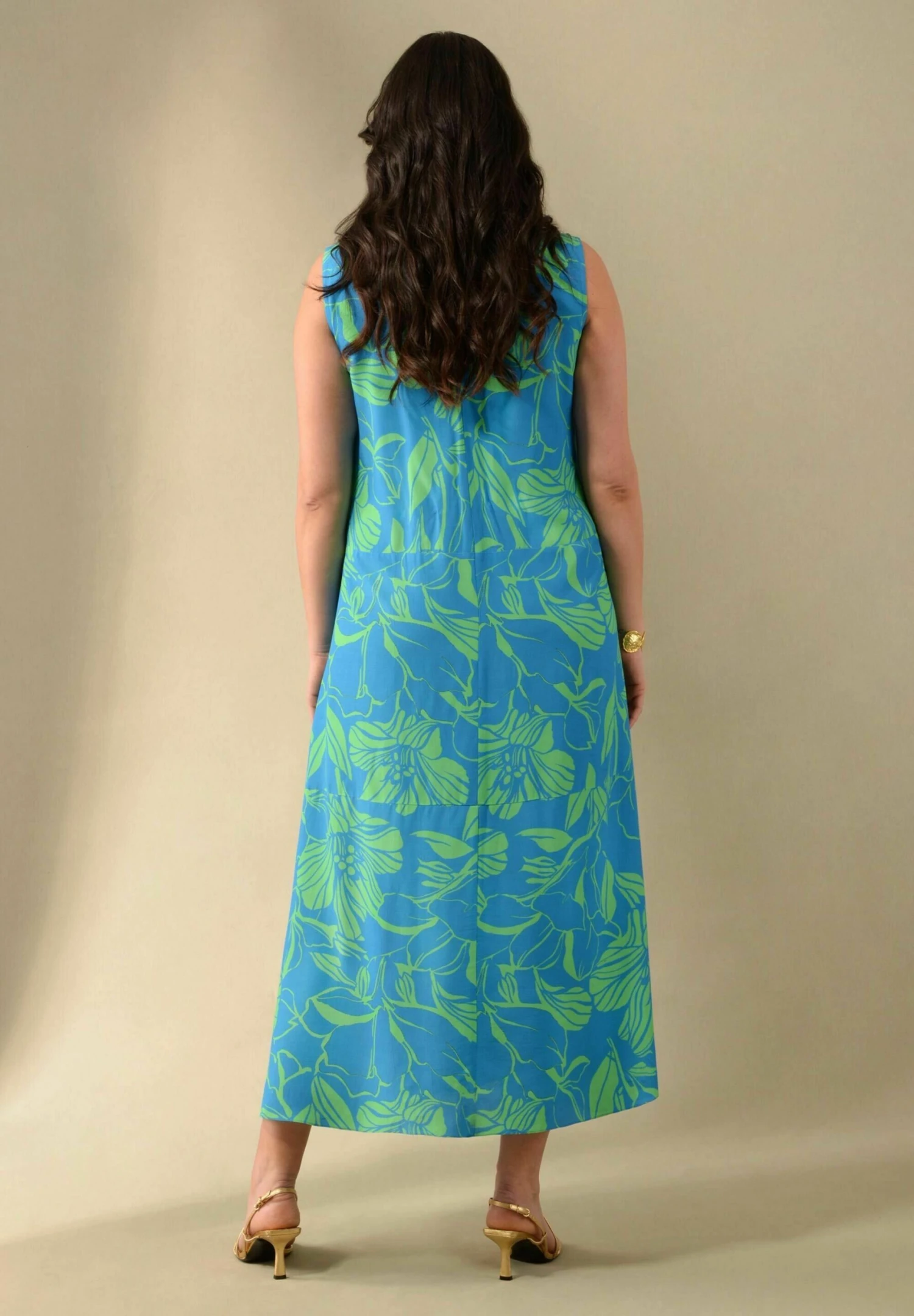 Floral Print V Neck - Jurk - Blue 3 Floral Print V Neck - Jurk - Blue - Afbeelding 3