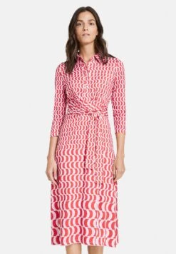 Gerry Weber Mit Wickeleffekt - Blousejurk - Ecru Weiss Rot Orange Druck