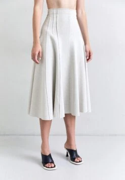 Norma Kamali Grace Skirt - Plooirok - Light Heather Grey