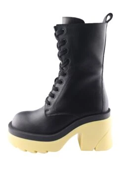 Antrakto - Enkellaarsjes Met Hoge Hak - Black/Yellow